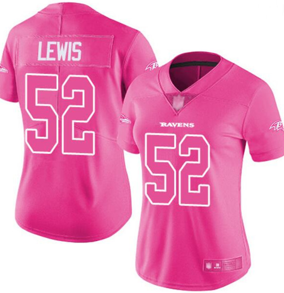 Women's Baltimore Ravens #52 Ray Lewis Pink Vapor Untouchable Limited Stitched NFL Jersey(Run Small)